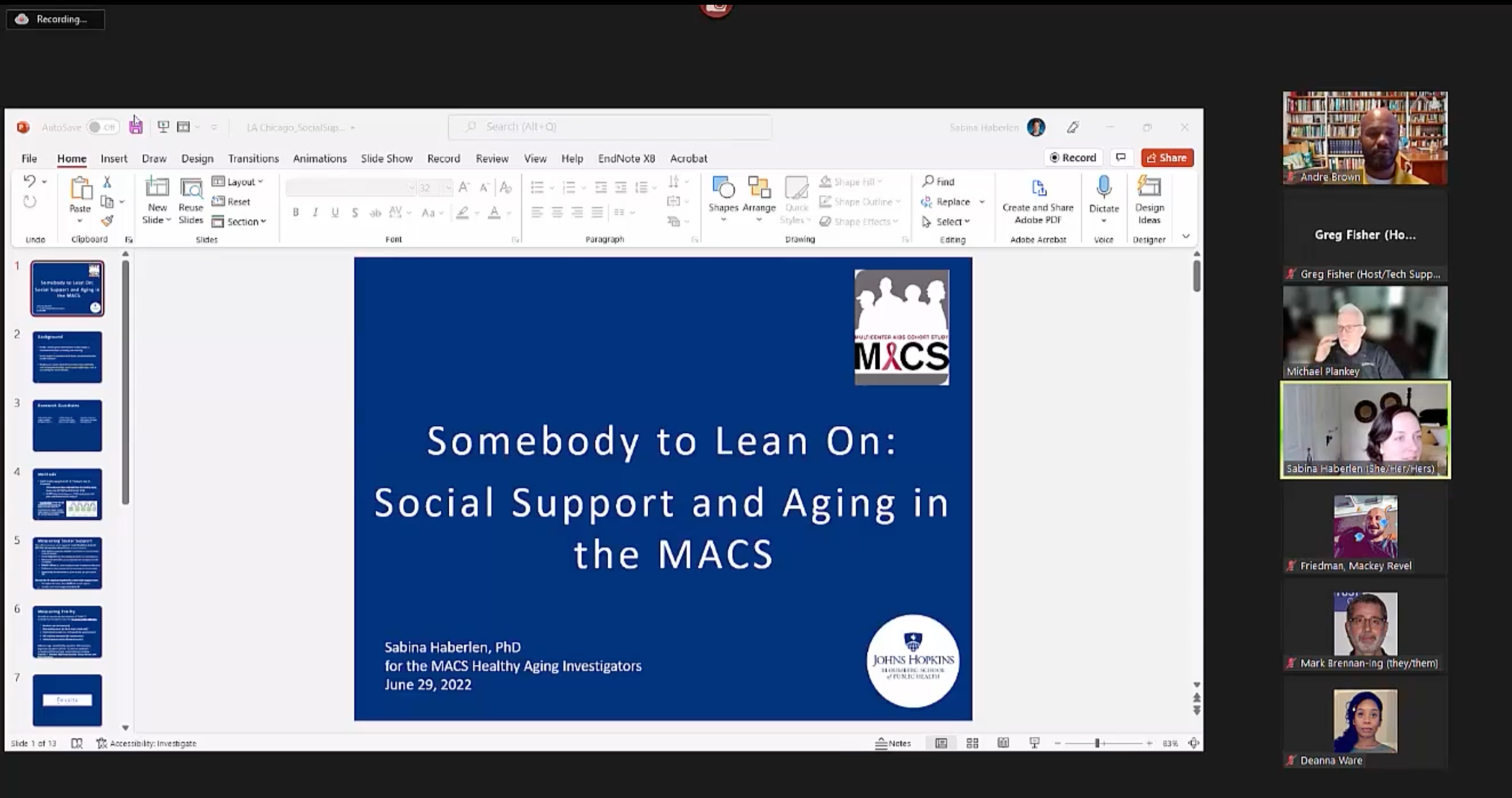 A presentation with a blue background with the title of the video in white text in center of the presentation. On the right side of the slide are images of the presenters.